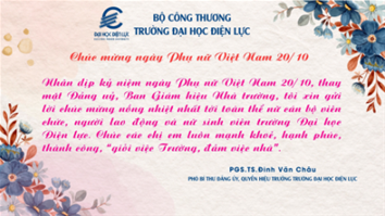 PGS.TS Đinh Văn Châu - Quyền Hiệu trưởng chúc mừng nhân ngày Phụ nữ Việt Nam 20/10