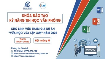 Khóa đào tạo kỹ năng tin học văn phòng cho sinh viên tham gia dự án “Vừa học vừa tập làm” năm 2022